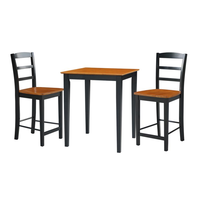 International Concepts (Set of 3 Pcs) - 30X30 Counter Height Table with 2 Counter Height Stools in Black / Cherry Finish - K57-3030-S402-2