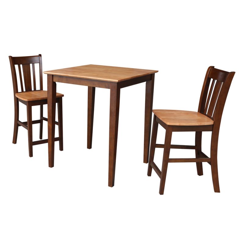International Concepts - Set of 3 Pcs - 30X30 Counter Height Dining Table with 2 San Remo Counter Height Stools, 24