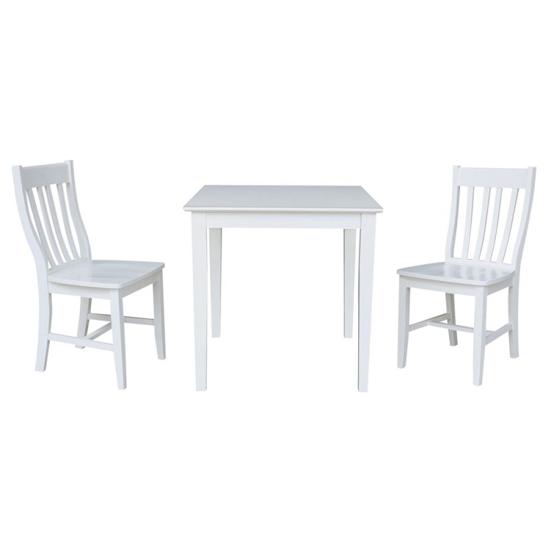 International Concepts (Set of 3 Pcs) - 30X30 Dining Table with 2 C08-61 Chairs in White Finish - K08-3030-C61-2