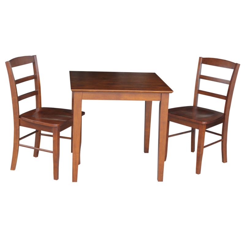 International Concepts (Set of 3 Pcs) - 30X30 Dining Table with 2 Ladderback Chairs in Espresso Finish - K581-3030S-C2P