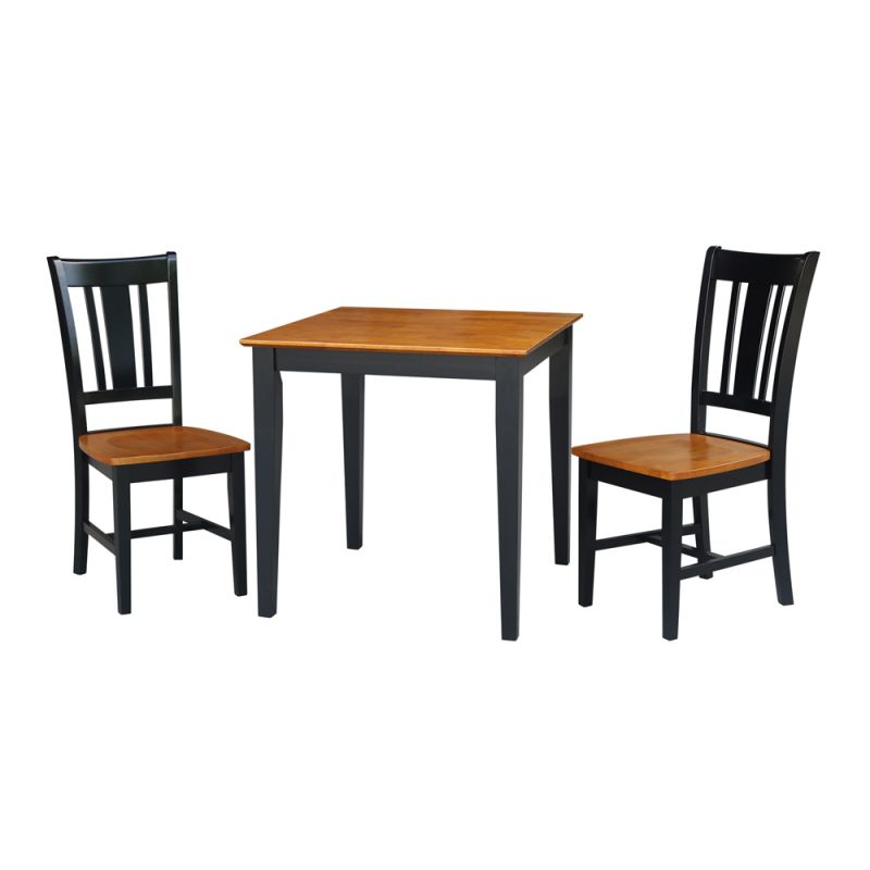 International Concepts (Set of 3 Pcs) - 30X30 Dining Table with 2 RTA Chairs in Black / Cherry Finish - K57-3030-C10-2