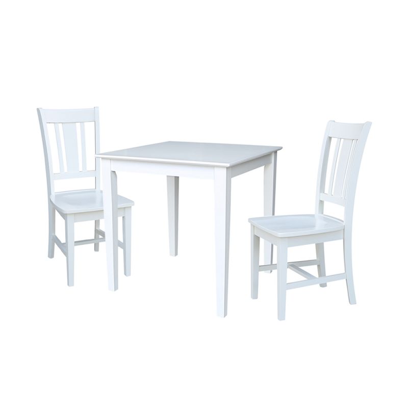 International Concepts (Set of 3 Pcs) - 30X30 Dining Table with 2 San Remo Chairs in White Finish - K08-3030-10P-2