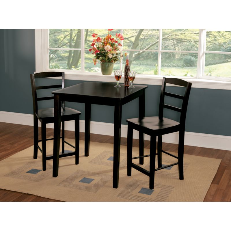 International Concepts (Set of 3 Pcs) - 30X30 Gathering Height Table with 2 Madrid Stools in Black Finish - K46-3030-S402-2