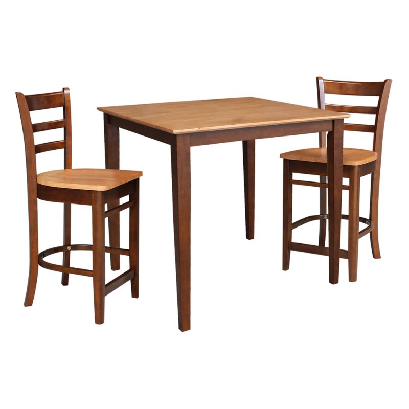 International Concepts (Set of 3 Pcs) - 36X36 Counter Height Dining Table with 2 Counter Height Stools, 24