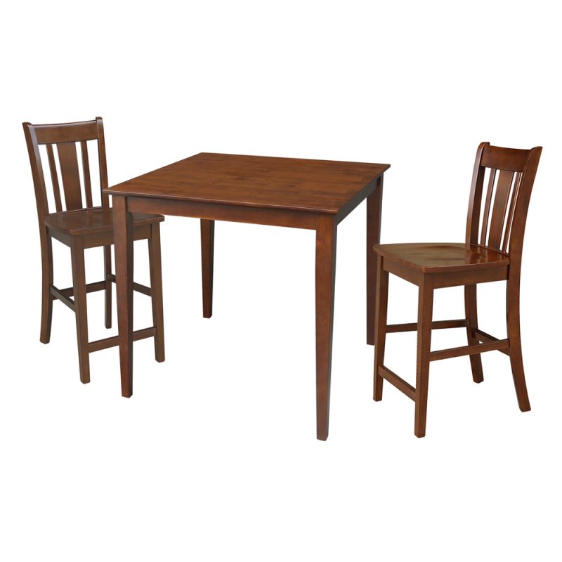International Concepts (Set of 3 Pcs) - 36X36 Counter Height Dining Table with 2 RTA Counter Height Stools in Espresso Finish - K581-3636-S102-2