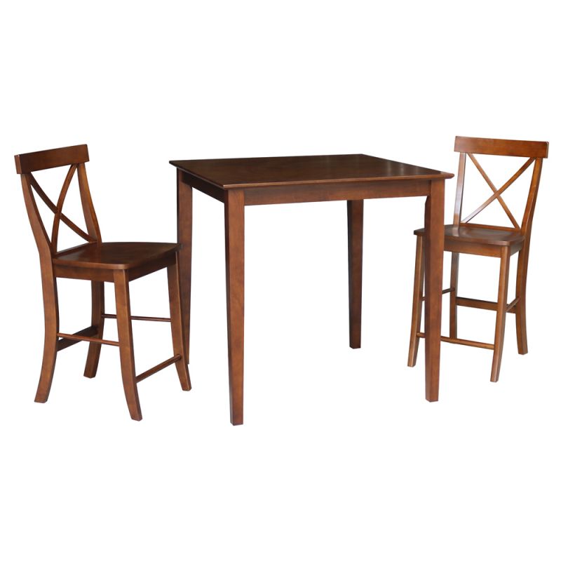 International Concepts (Set of 3 Pcs) - 36X36 Counter Height Dining Table with 2 RTA Counter Height Stools, 24