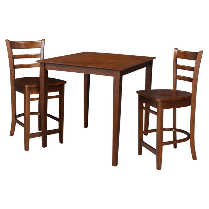 International Concepts (Set of 3 Pcs) - 36X36 Counter Height Dining Table with 2 RTA Counter Height Stools in Espresso Finish - K581-3636-S6172-2