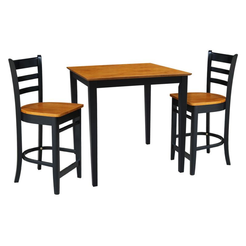 International Concepts (Set of 3 Pcs) - 36X36 Counter Height Table with 2 Counter Height Stools in Black / Cherry Finish - K57-3636-S6172-2
