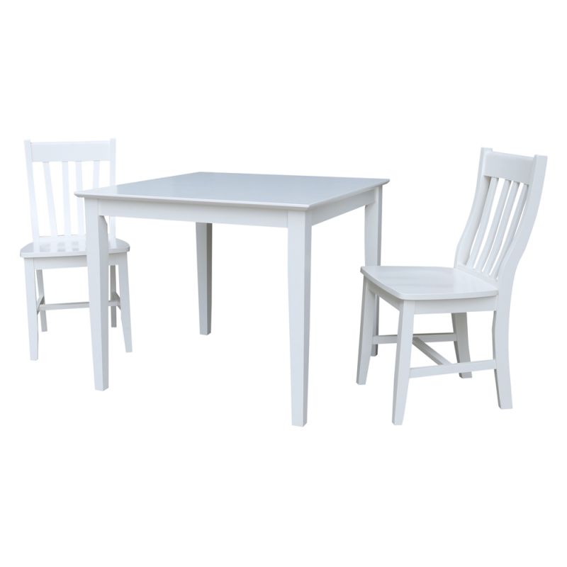 International Concepts (Set of 3 Pcs) - 36X36 Dining Table with 2 C08-61 Chairs in White Finish - K08-3636-C61-2