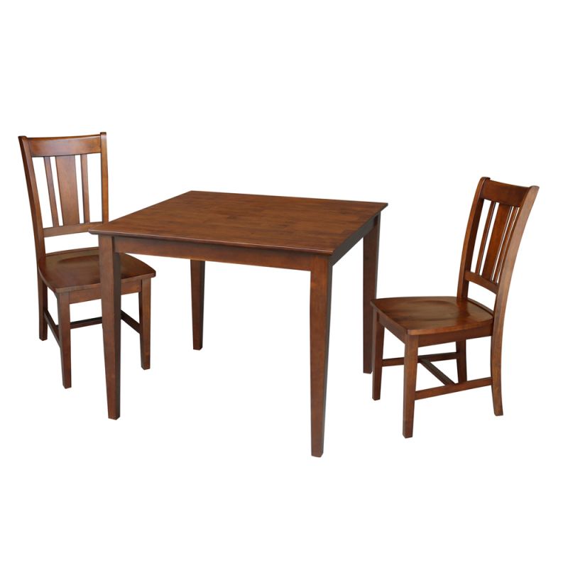 International Concepts (Set of 3 Pcs) - 36X36 Dining Table with 2 RTA Chairs in Espresso Finish - K581-3636-C10-2