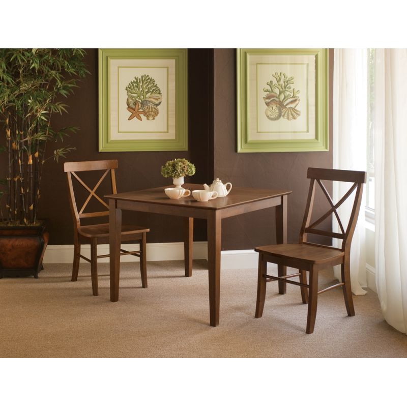 International Concepts (Set of 3 Pcs) - 36X36 Dining Table with 2 RTA Side Chairs in Espresso Finish - K581-3636-C613-2
