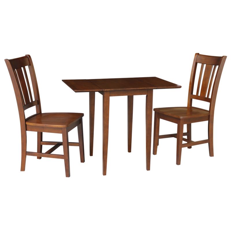 International Concepts (Set of 3 Pcs) - Small Dual Drop Leaf Table with 2 San Remo Chairs in Espresso Finish - K581-2236D-C10