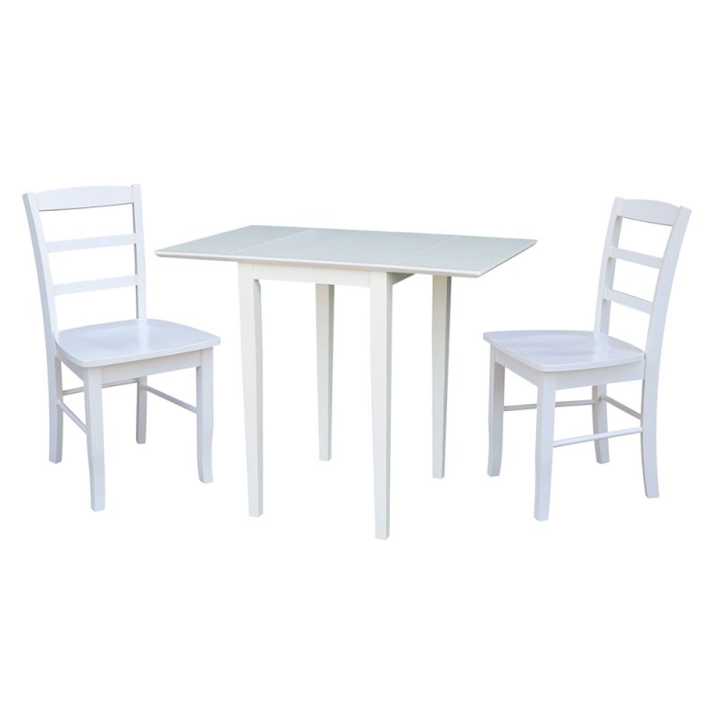 International Concepts (Set of 3 Pcs) - Small Dual Drop Leaf Table with 2 San Remo Chairs in White Finish - K08-2236D-C2-2