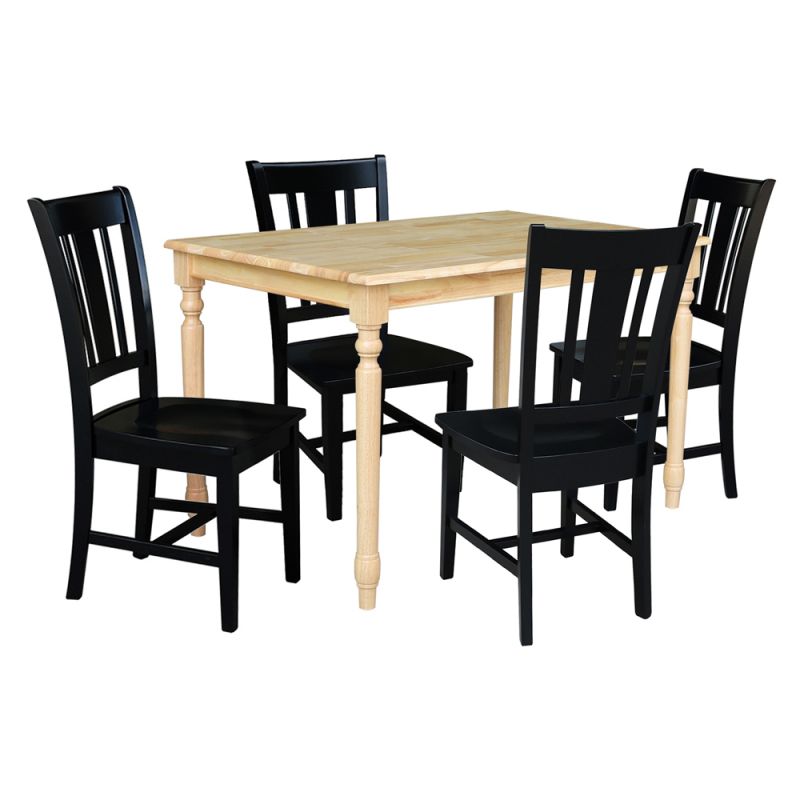 International Concepts - (Set of 5 Pcs) 3048 Table with 4 RTA Chairs in Natural / Black Finish - K01-3048-C46-10-4
