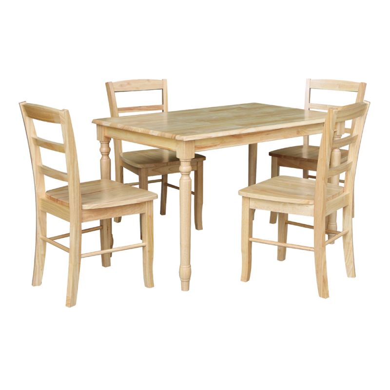 International Concepts - (Set of 5 Pcs) 3048 Table with 4 RTA Chairs in Natural Finish - K01-3048-C2-4