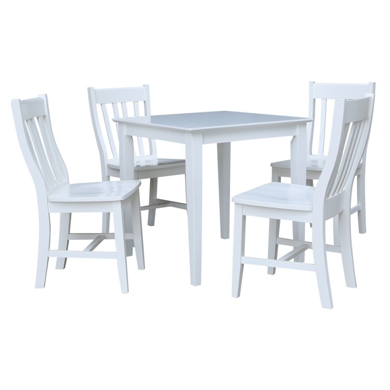 International Concepts - (Set of 5 Pcs) 30X30 Dining Table with 4 C08-61 Chairs in White Finish - K08-3030-C61-4