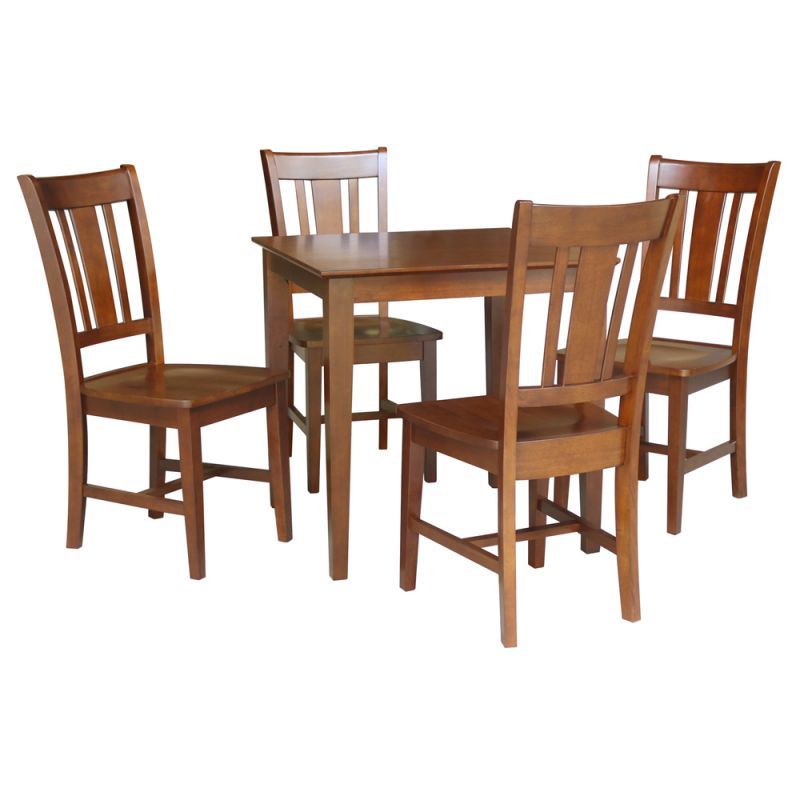 International Concepts - (Set of 5 Pcs) 30X30 Dining Table with 4 RTA Chairs in Espresso Finish - K581-3030-C10-4