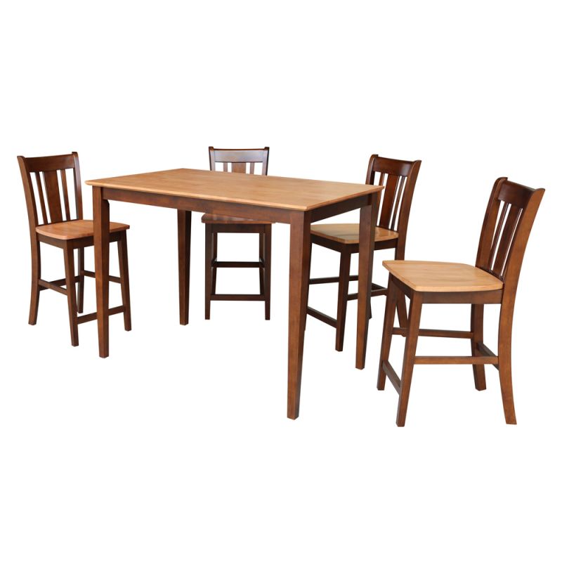 International Concepts - (Set of 5 Pcs) 30X48 Counter Height Dining Table with 4 Counter Height Stools, 24