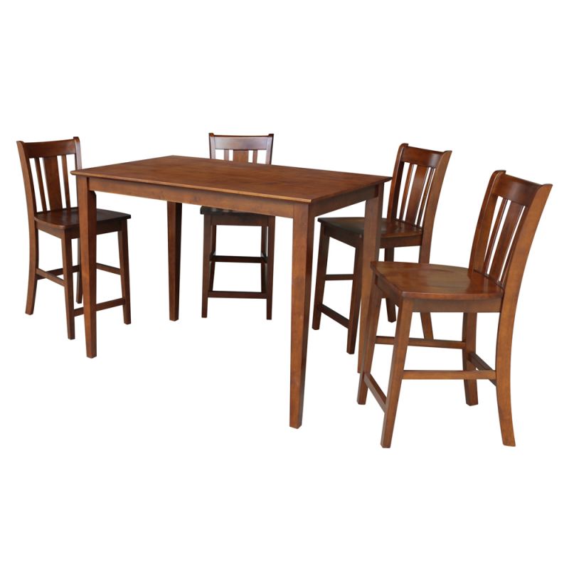 International Concepts - (Set of 5 Pcs) 30X48 Counter Height Dining Table with 4 RTA Counter Height Stools, 24