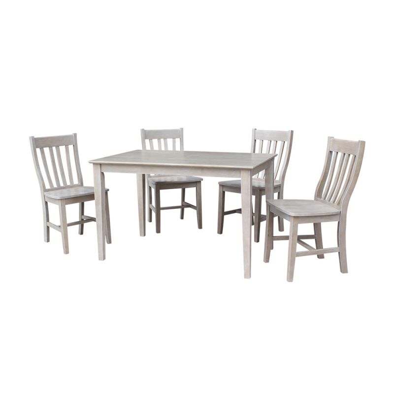 International Concepts - (Set of 5 Pcs) 30X48 Dining Table with 4 Cafe Chairs in Washed Gray Taupe Finish - K09-3048-C61-4