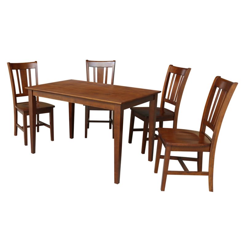 International Concepts - (Set of 5 Pcs) 30X48 Dining Table with 4 RTA Chairs in Espresso Finish - K581-3048-C10-4