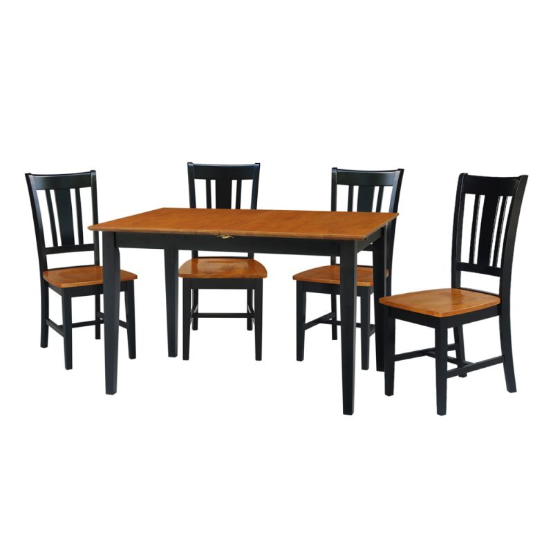 International Concepts - (Set of 5 Pcs) 32X48 Dining Table with 4 San Remo Chairs in Black / Cherry Finish - K57-T32X-C10-4