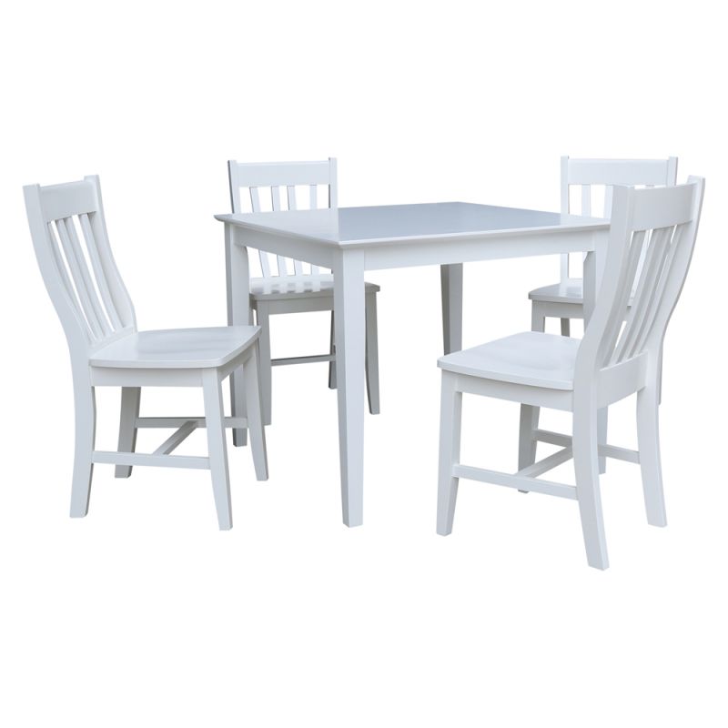 International Concepts - (Set of 5 Pcs) 36X36 Dining Table with 4 C08-61 Chairs in White Finish - K08-3636-C61-4