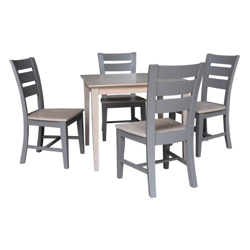 International Concepts - (Set of 5 Pcs) 36X36 Dining Table with 4 RTA Chairs in Washed Gray Taupe Finish - K09-3636-CI138-60-4