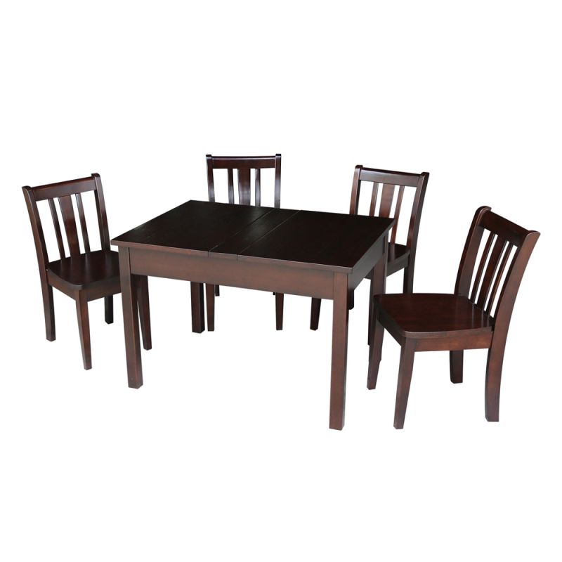International Concepts - (Set of 5 Pcs) Table with 4 San Remo Juvenile Chairs in Rich Mocha Finish in Rich Mocha Finish - K15-JT2532L-CC105-4