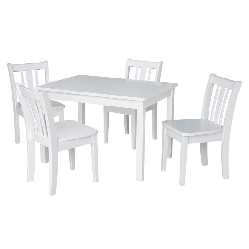 International Concepts - (Set of 5 Pcs) Table with 4 San Remo Juvenile Chairs in White Finish in White Finish - K08-2532-CC105-4