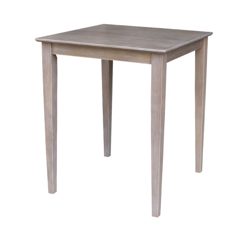 International Concepts - Solid Wood Top Table - Counter Height - Shaker Legs in Washed Gray Taupe Finish - K09-3030-36S