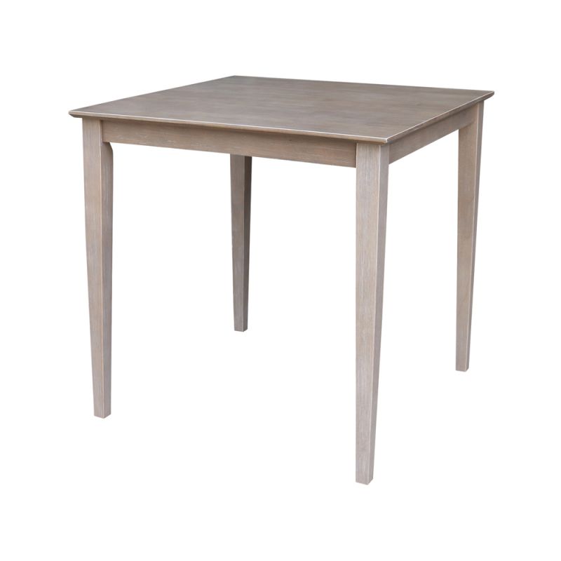 International Concepts - Solid Wood Top Table - Counter Height - Shaker Legs in Washed Gray Taupe Finish - K09-3636-36S