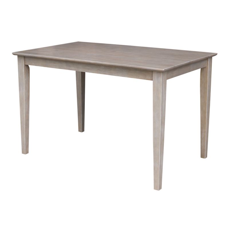 International Concepts - Solid Wood Top Table - Dining Height - Shaker Legs in Washed Gray Taupe Finish - K09-3048-30S