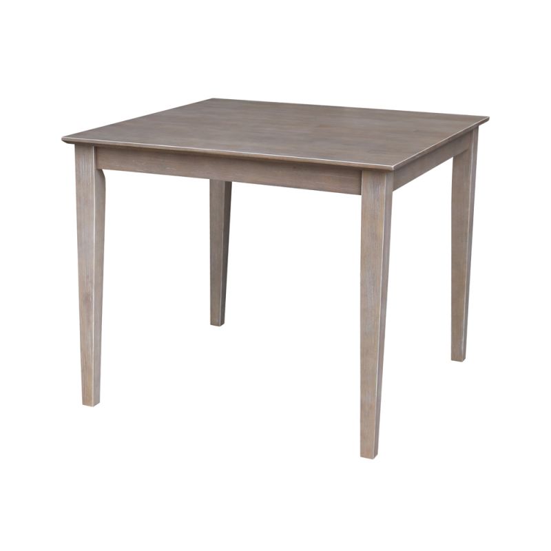International Concepts - Solid Wood Top Table - Dining Height - Shaker Legs in Washed Gray Taupe Finish - K09-3636-30S
