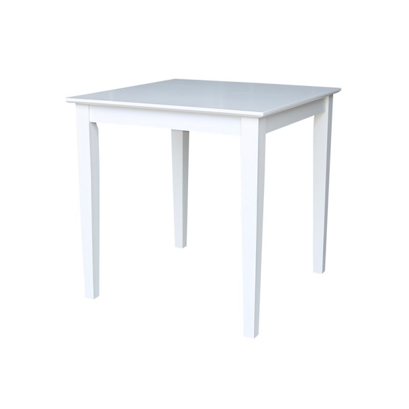 International Concepts - Solid Wood Top Table - Dining Height - Shaker Legs in White Finish - K08-3030-30S