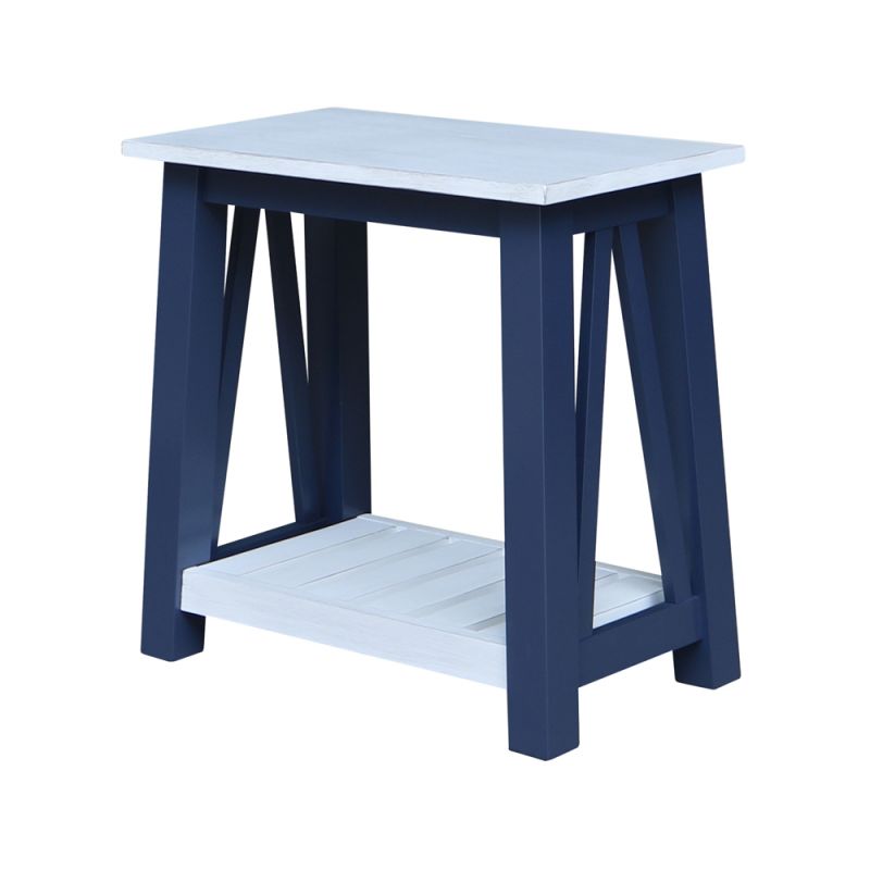 International Concepts - Surrey Side Table in Blue/Antiqued Chalk Finish - OT62-16E2