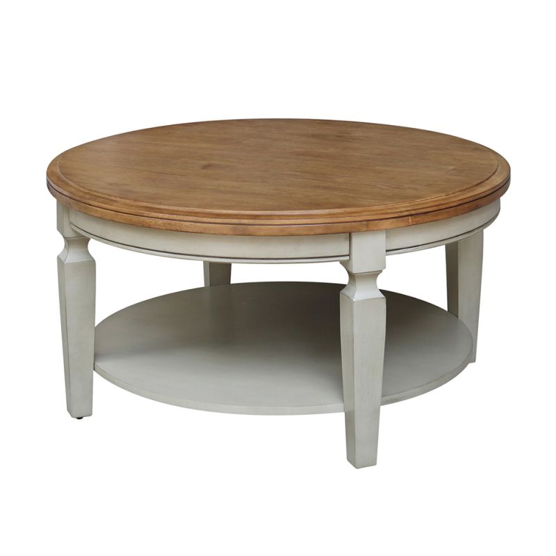 International Concepts - Vista Round Coffee Table in Hickory/Stone Finish - OT41-15CR