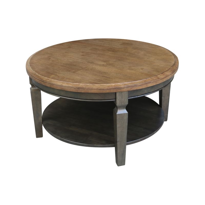 International Concepts - Vista Round Coffee Table in Hickory/Washed Coal Finish - OT45-15CR