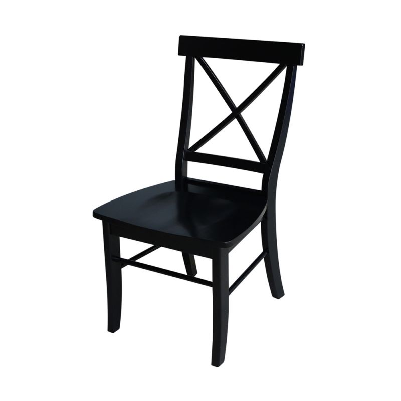 International Concepts - X-Back Chair with Solid Wood Seat in Black Finish (Set of 2) - C46-613P