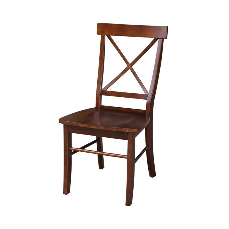 International Concepts - X-Back Chair with Solid Wood Seat in Espresso Finish (Set of 2) - C581-613P