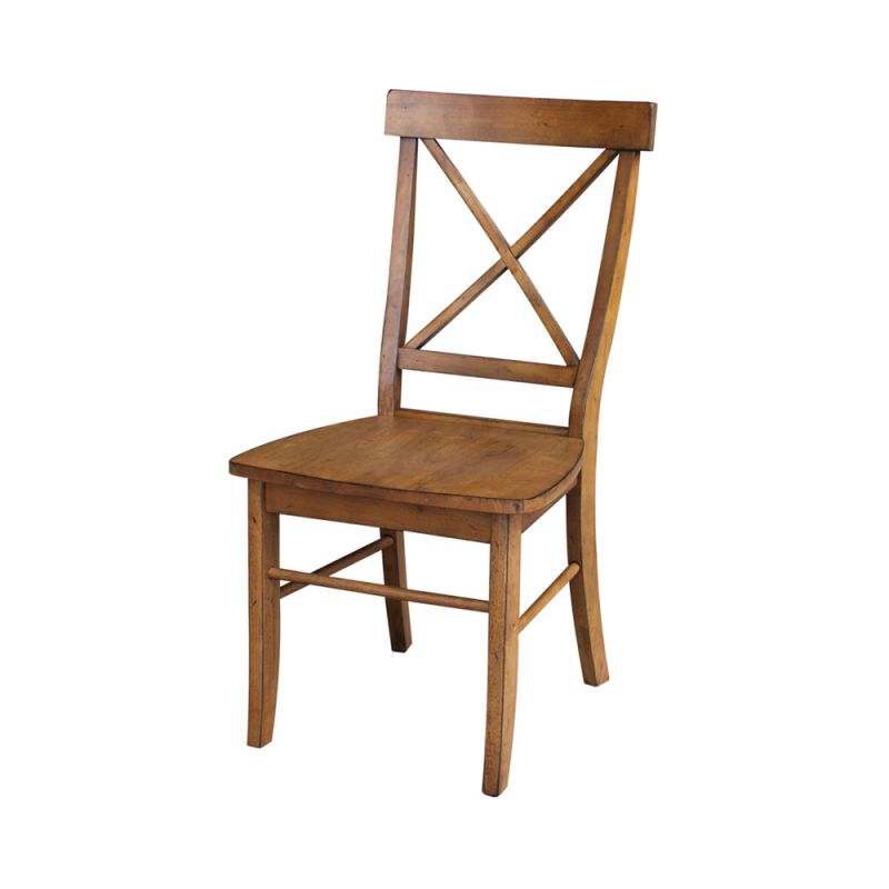 International Concepts - X-Back Chair with Solid Wood Seat in Pecan Finish (Set of 2) - C59-613P