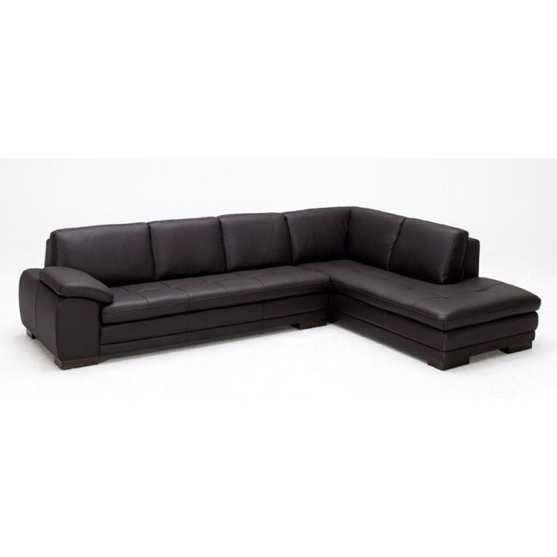 J&M Furniture - 625 Italian Leather Ottoman and Right Hand Facing Sectional in Brown
