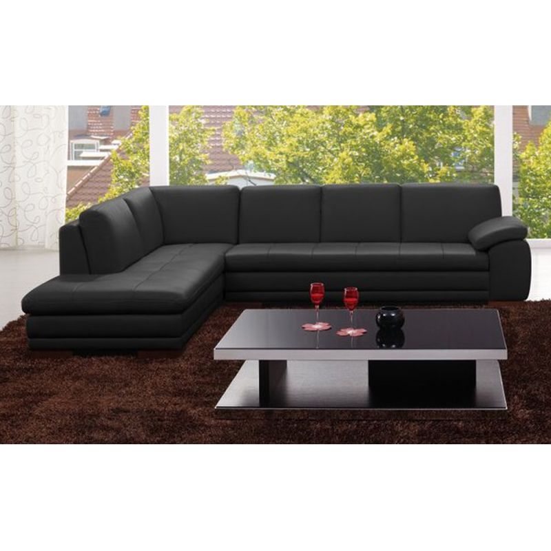 J&M Furniture - 625 Italian Leather Sectional Black in Left Hand Facing - 17544311331-LHFC-BK