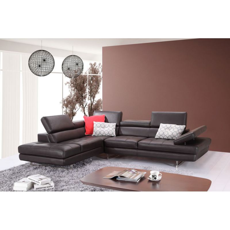 J&M Furniture - A761 Italian Leather Sectional Slate Coffee In Left Hand Facing - 1785522-LHFC
