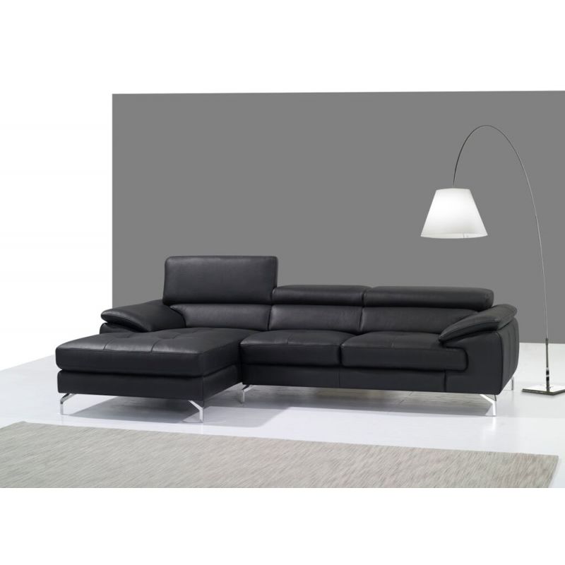 J&M Furniture - A973B Italian Leather Mini Sectional Left Facing Chaise in Black - 1790612-LHFC
