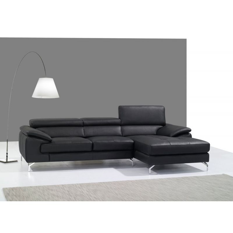 J&M Furniture - A973B Italian Leather Mini Sectional Right Facing Chaise in Black - 1790612-RHFC