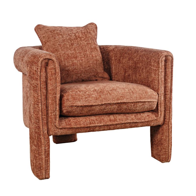 Jofran - Adley Modern Upholstered Vintage Accent Armchair with Pillow - ADLEY-CH-GARNET