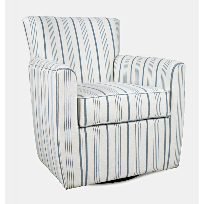 Jofran - Blakely Blue Stripe Contemporary Swivel Accent Chair - BLAKELY-SW-BSTRP