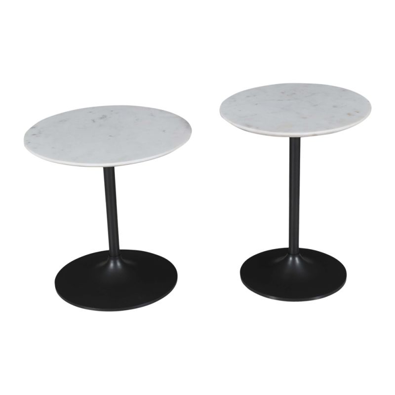 Jofran - Camille Solid Marble and Iron Modern Luxury Accent Tables (Set of 2) White and Gunmetal - 1730-222GM