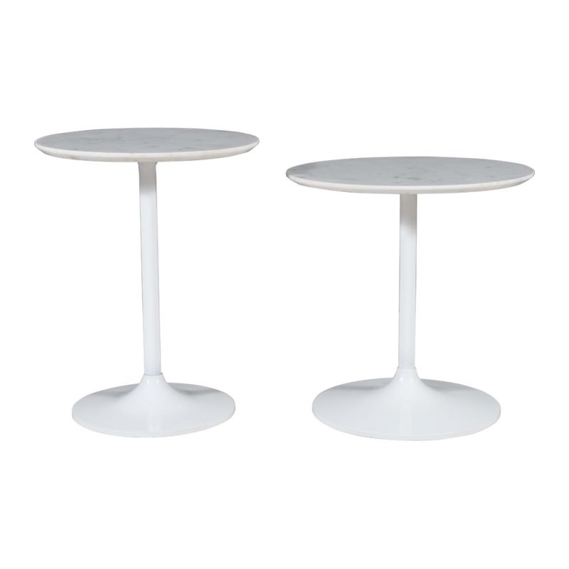 Jofran - Camille Solid Marble and Iron Modern Luxury Accent Tables (Set of 2) White - 1730-222WTWT